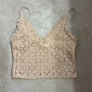 H&M Lace Crochet Camisole - Cream